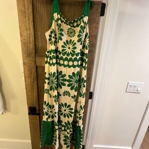 SHEIN Green and Cream Floral Maxi Dress